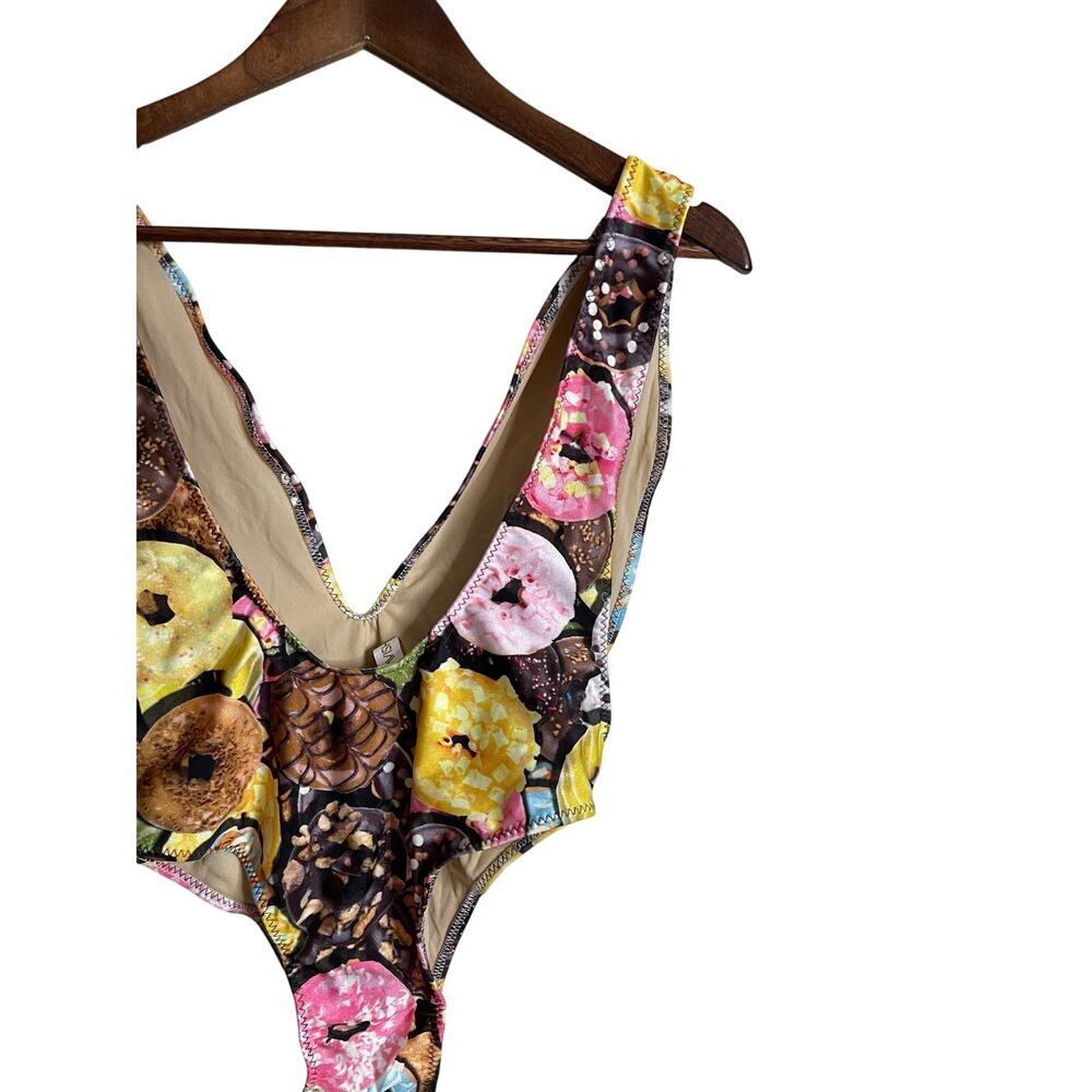 Ravish Sands Donuts One Piece Custom Bikini Plunge Neckline Womans Medium - Picture 7 of 9
